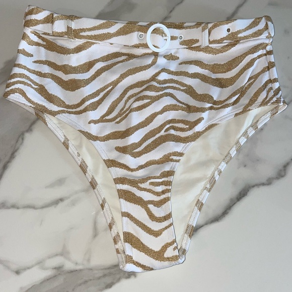 NWT SOLID & STRIPED X Sloane Stephens Jozy Bikini in Gold Zebra L - Picture 6 of 7